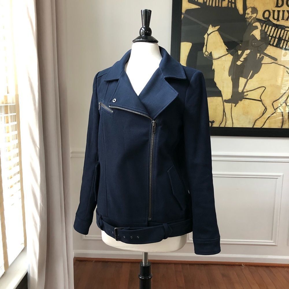 Banana Republic Moto Jacket Navy Large 26” M